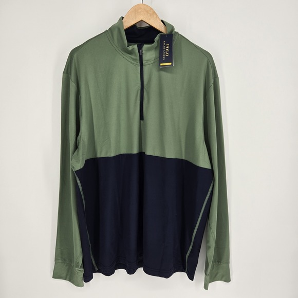 Polo RALPH LAUREN‎ Mens XXL 2XL Blue Green 1/4 Zip Golf Sweater Performance